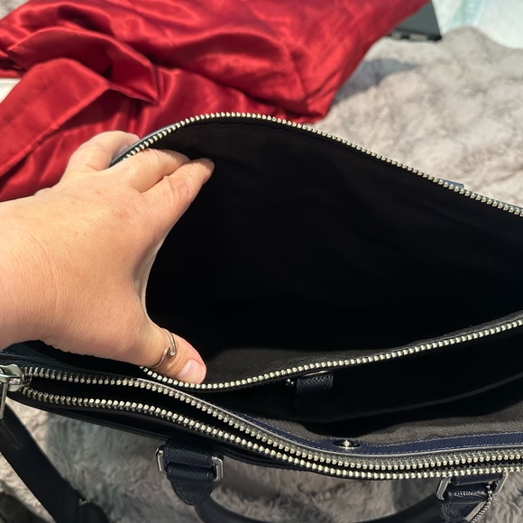 Navy blue Coach laptop bag/soft briefcase with long strap - Picture 7 of 7